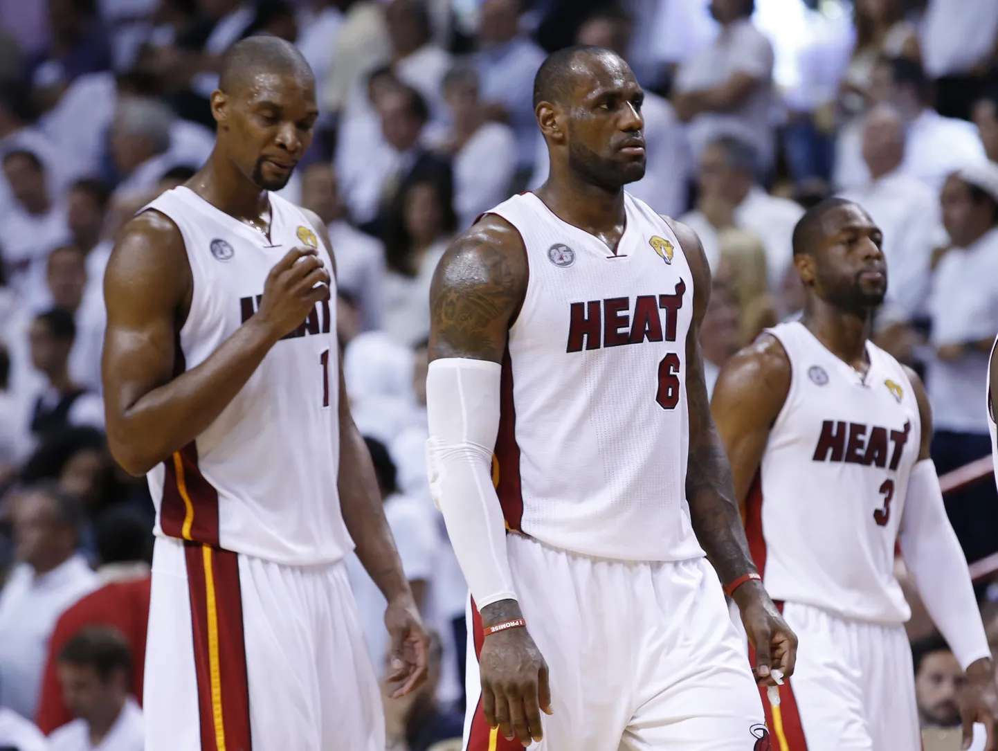 Miami Heati tähed LeBron James, Dwyane Wade ja Chris Bosh.