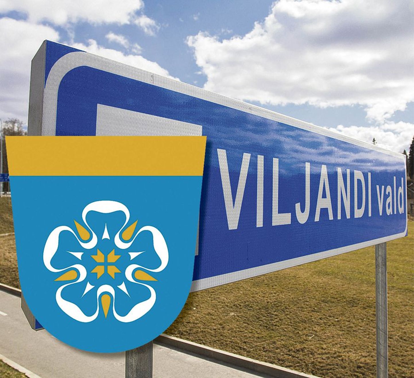 Seni on Viljandi valla piiri tähistavatel siltidel vapi koht olnud tühi. Peagi on sinna oodata sini-kollastes põhitoonides sümbolit.