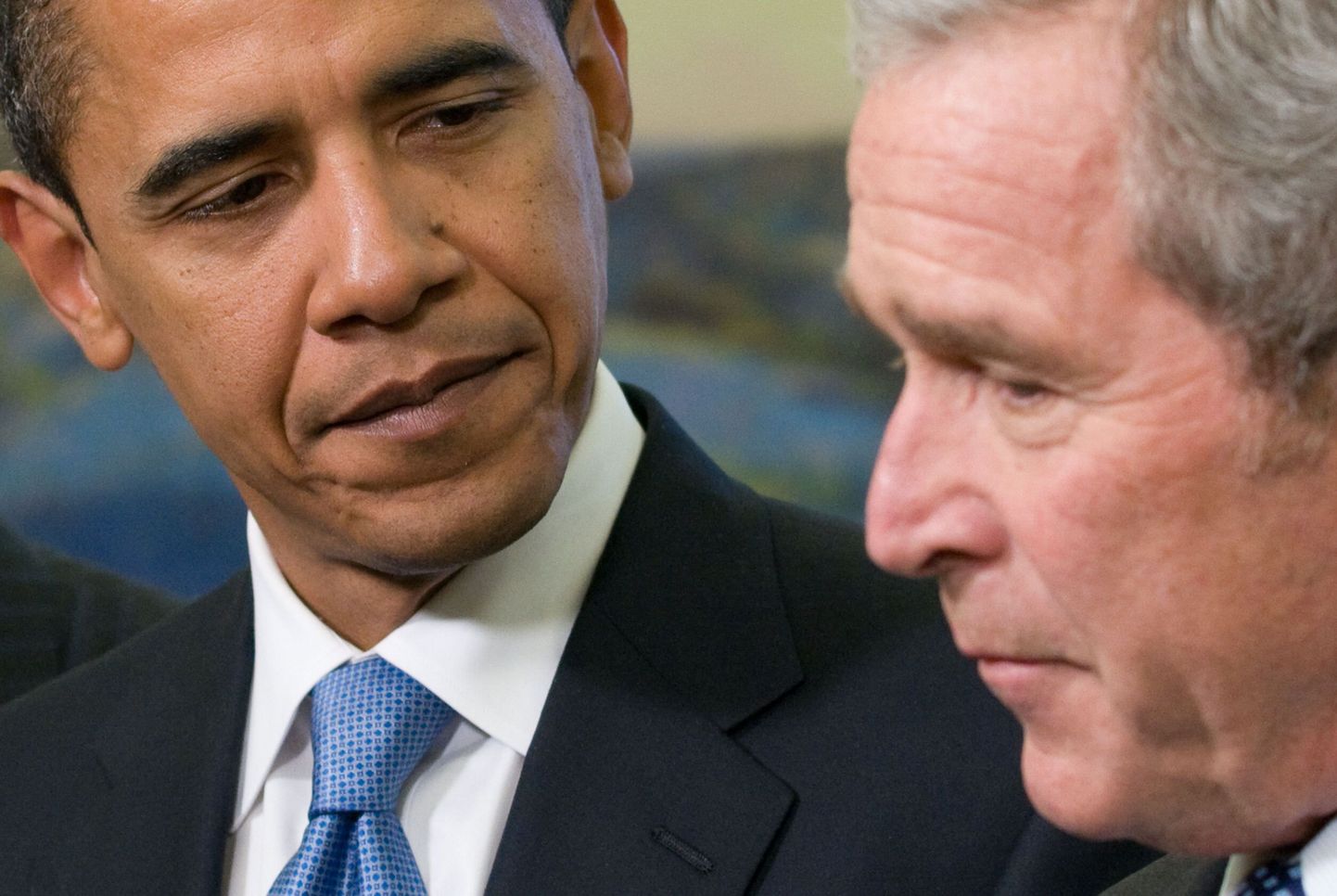 Arst: presidendid vananevad kaks korda kiiremini. Fotol Barack Obama ja George Bush
