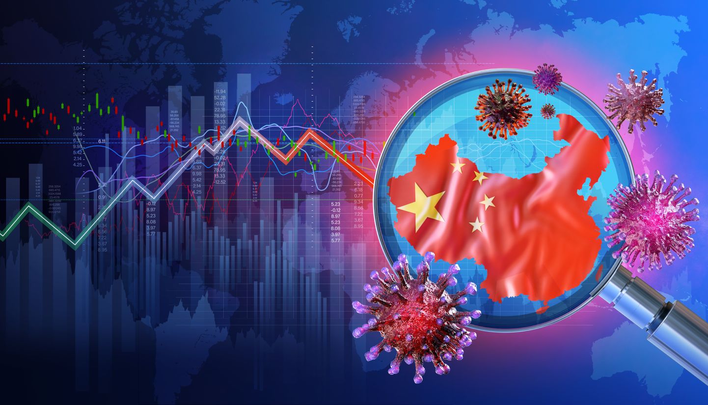 Joonistus, mis viitab, et uue koroonaviiruse puhang algas Hiinas ja nüüd on hakanud nakatumised seal vähenema