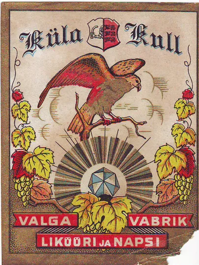 ÜLE KÜLA LIND: See Valgas valmistatud rüübe ei jäta mingit kahtlust, et villiti meie kull 1930ndate lõpul. Vaadake vaid jõulist vapikasutamist sildil ning üleüldist heroilist meeleolu. Mis naps see võis küll olla? Suhkrupea kujutis sildi allservas sunnib arvama, et mingitsorti Kännu Kuke eelkäija.