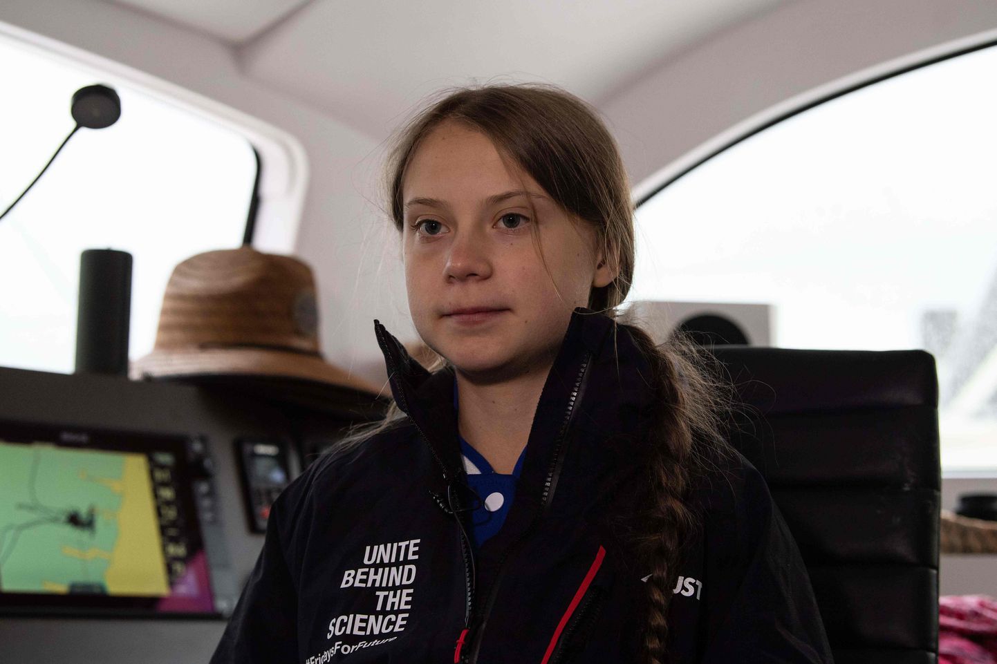 Teismeline Rootsi kliimaaktivist Greta Thunberg teisipäeval USA Virginia osariigis katamaraani "La Vagabonde" pardal.