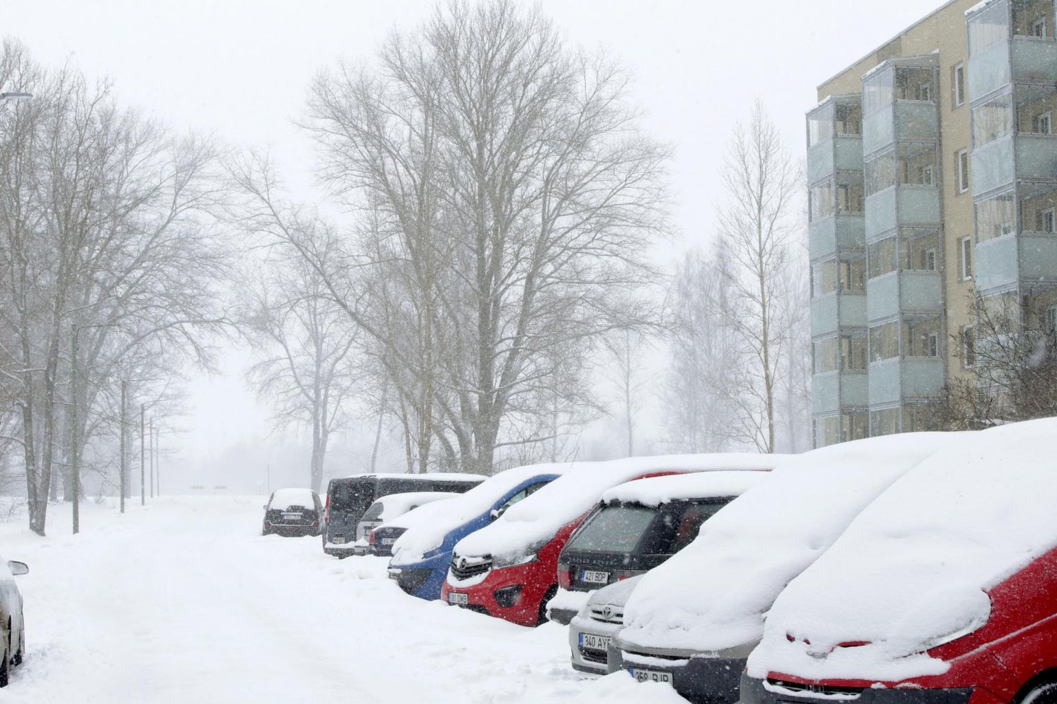 Lumi mattis Tartu tänavad ja sõidukid kolmapäeva õhtul enda alla, nii ka Põhja puiestee lõpus.