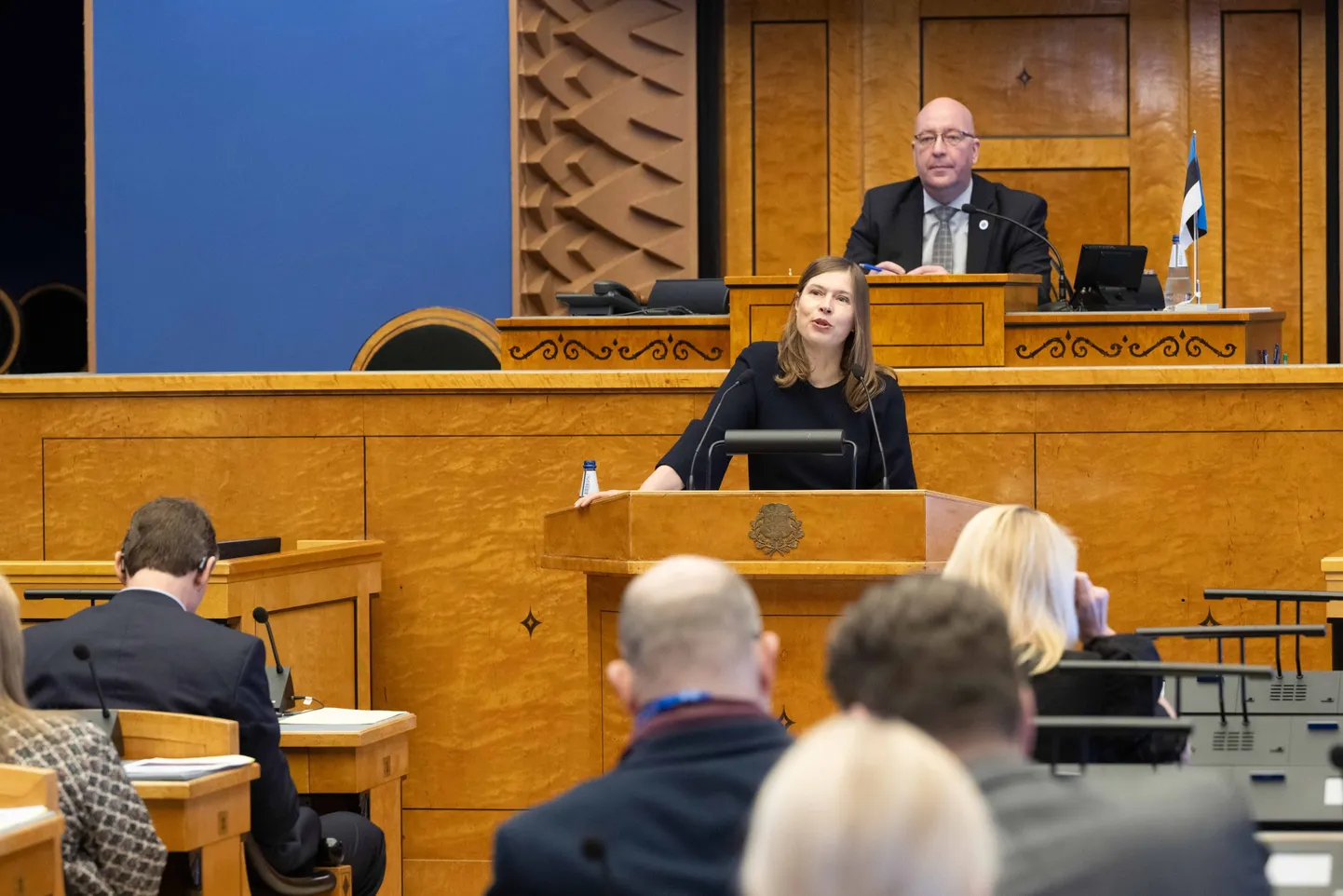 Eesti Olümpiakomitee president Kersti Kaljulaid riigikogu ees.