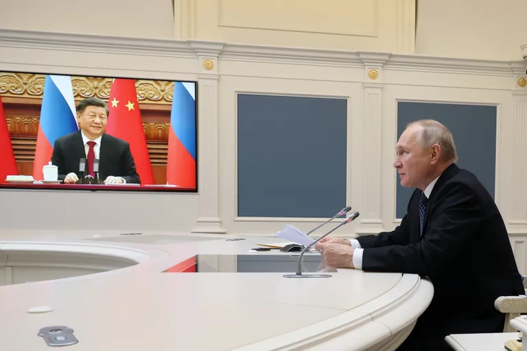 Venemaa presidendi Vladimir Putini ning Hiina presidendi Xi Jinpingi kohtumine videosilla vahendusel 30. detsembril.