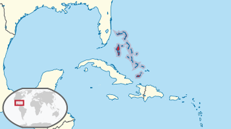 Bahama saarestik kaardil (punase ja sinisega)