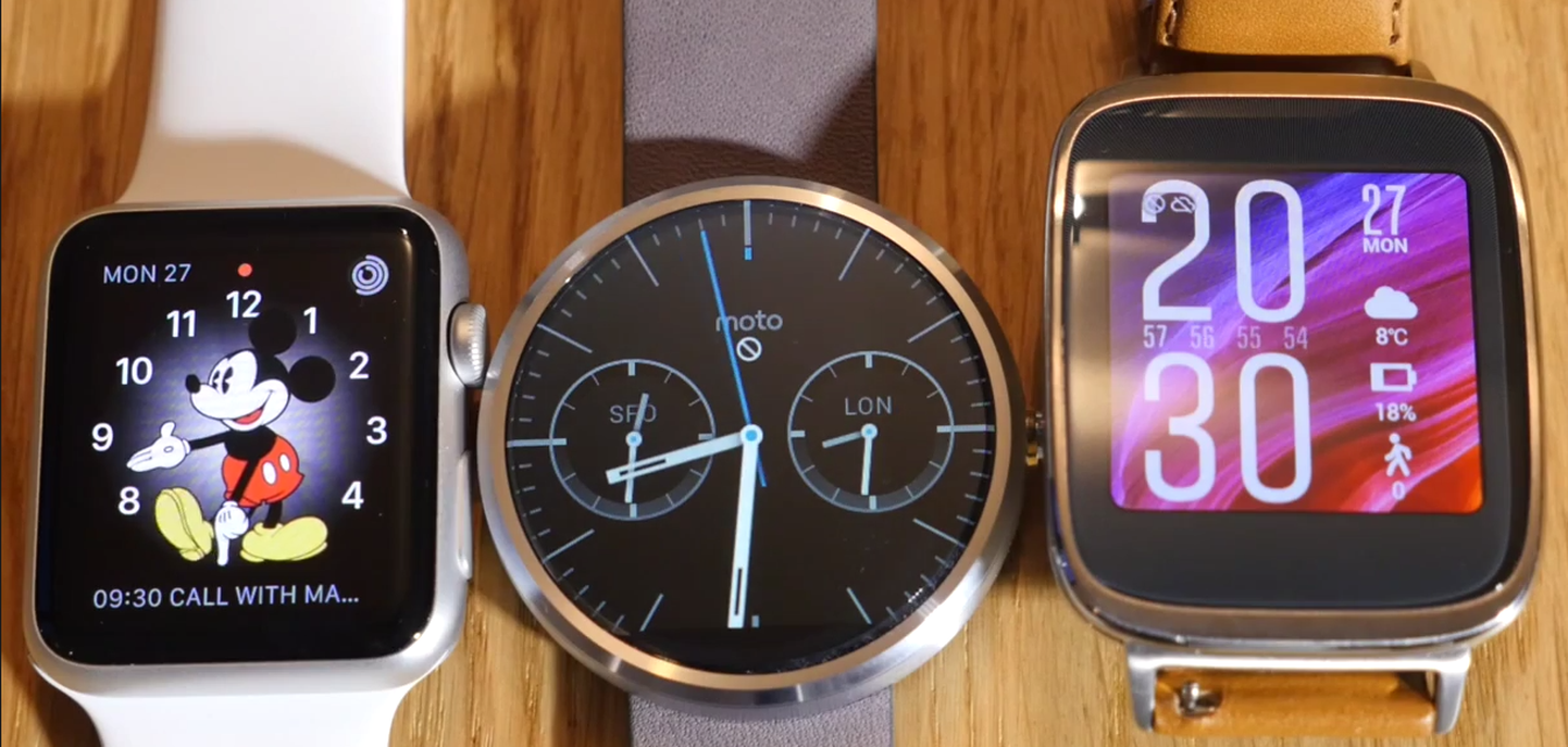 Apple Watch, Moto 360 ja Asus Zenwatch