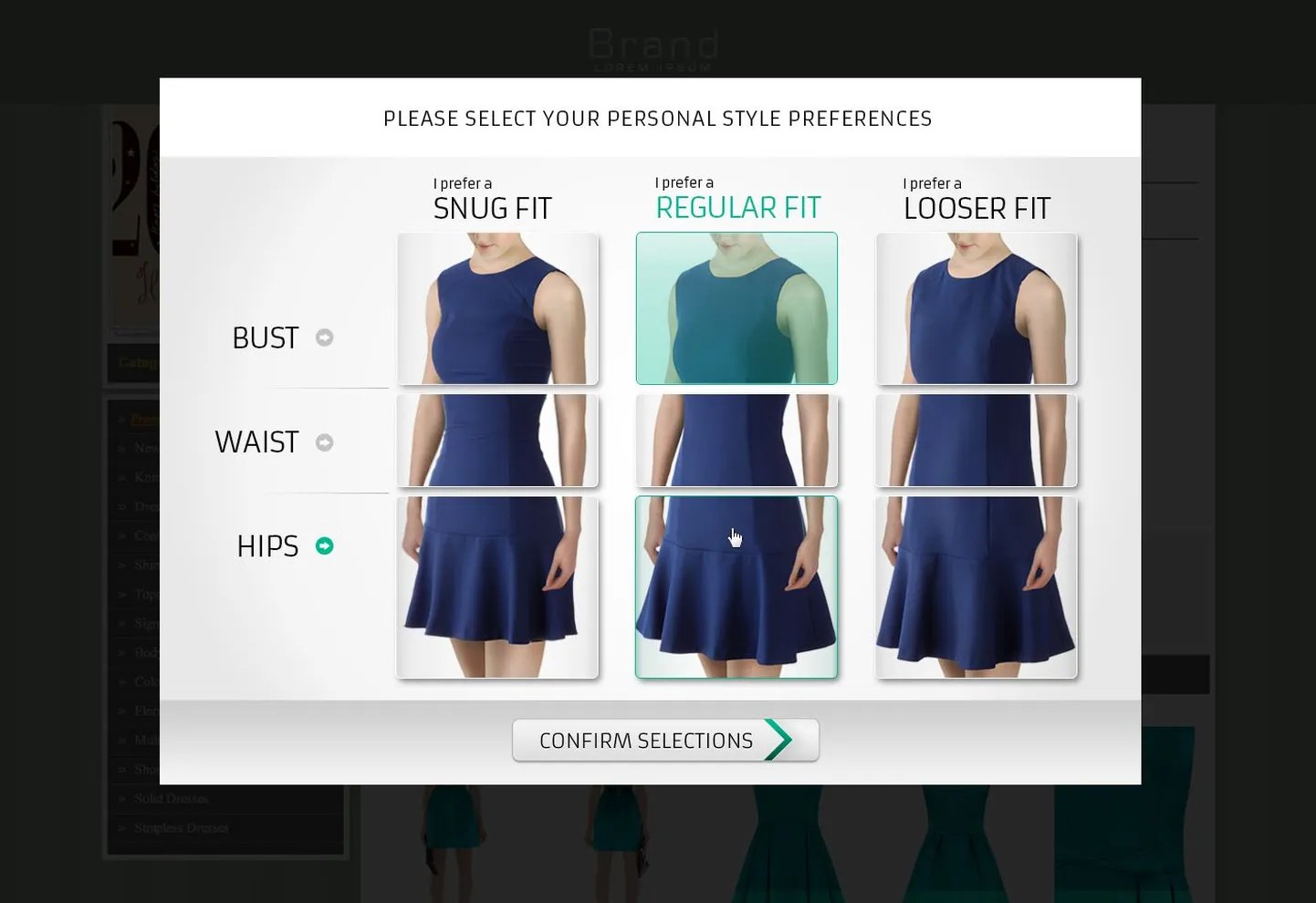 Fits.me uus lihtsustatud versioon Fit Advisor.