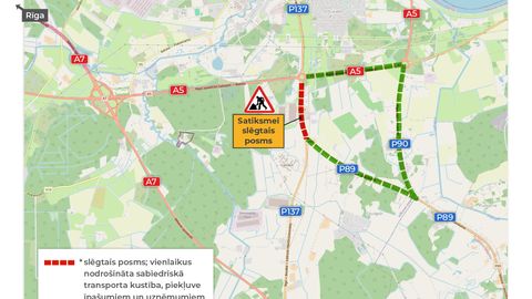 Для движения закроют участок бывшего Бауского шоссе у Кекавы