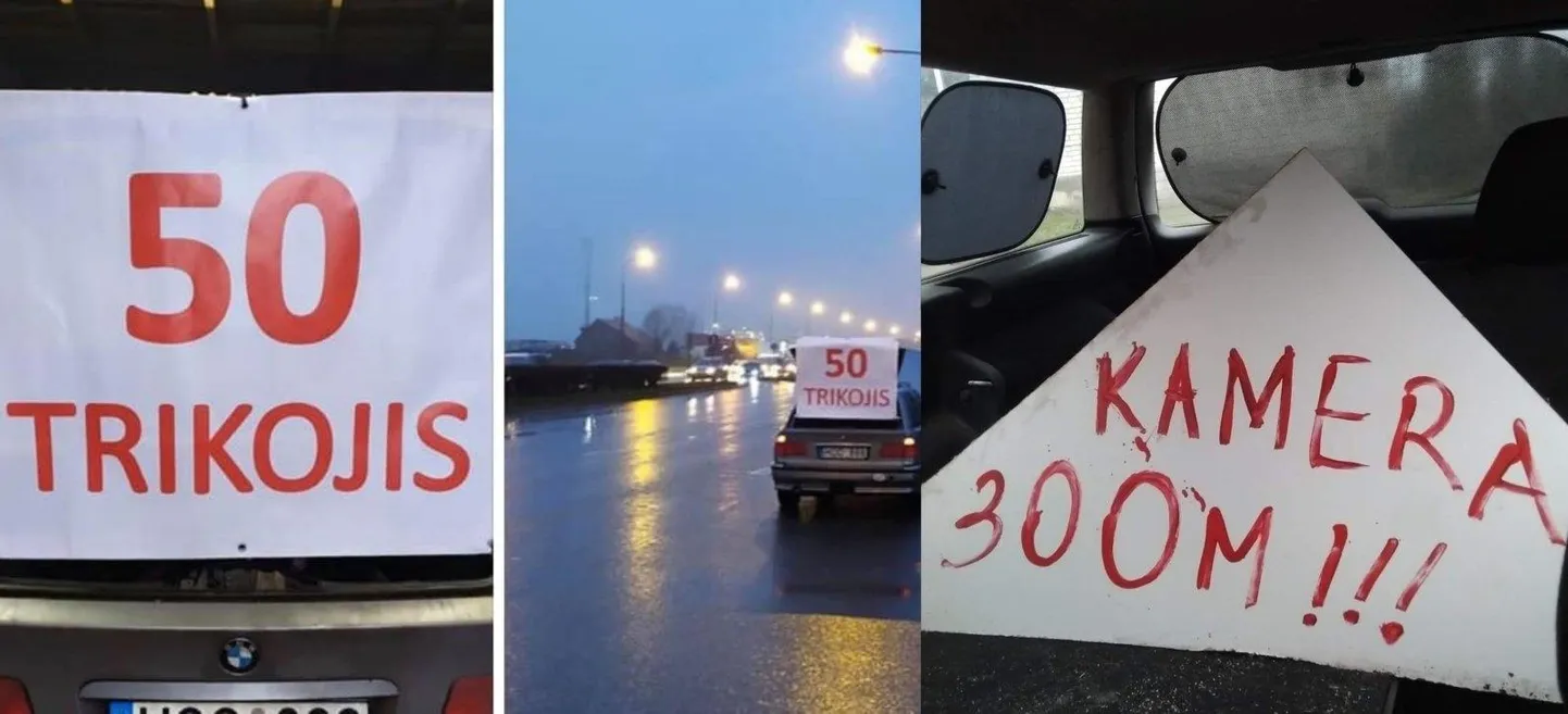 Kuna Leedu politsei on keeldunud mobiilsete kiiruskaamerate juurde ise hoiatussilte panemast, on pahased autojuhid võtnud asja oma kätte ning hakanud teedele-tänavatele üles panema plakateid, mis teatavad kohtadest, kus radar kiirust mõõdab.