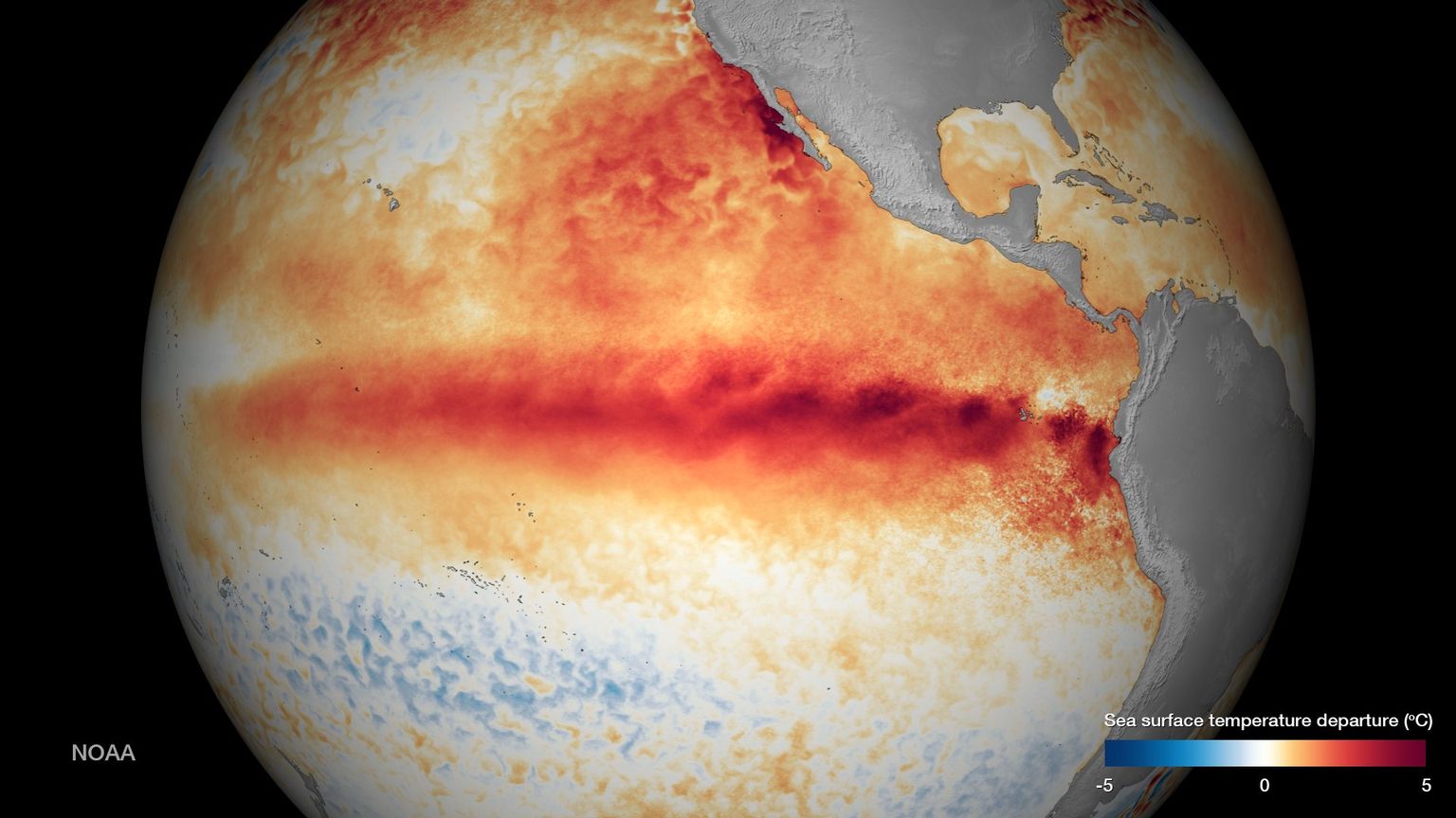 Mere pinnatemperatuur 2015. aastal, mil El Nino samuti möllas.