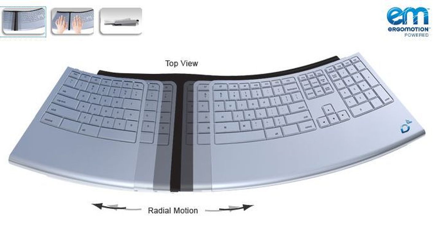 Liikuv klaviatuur sunnib arvutikasutajat end liigutama ja leevendab nii lihaspingeid.