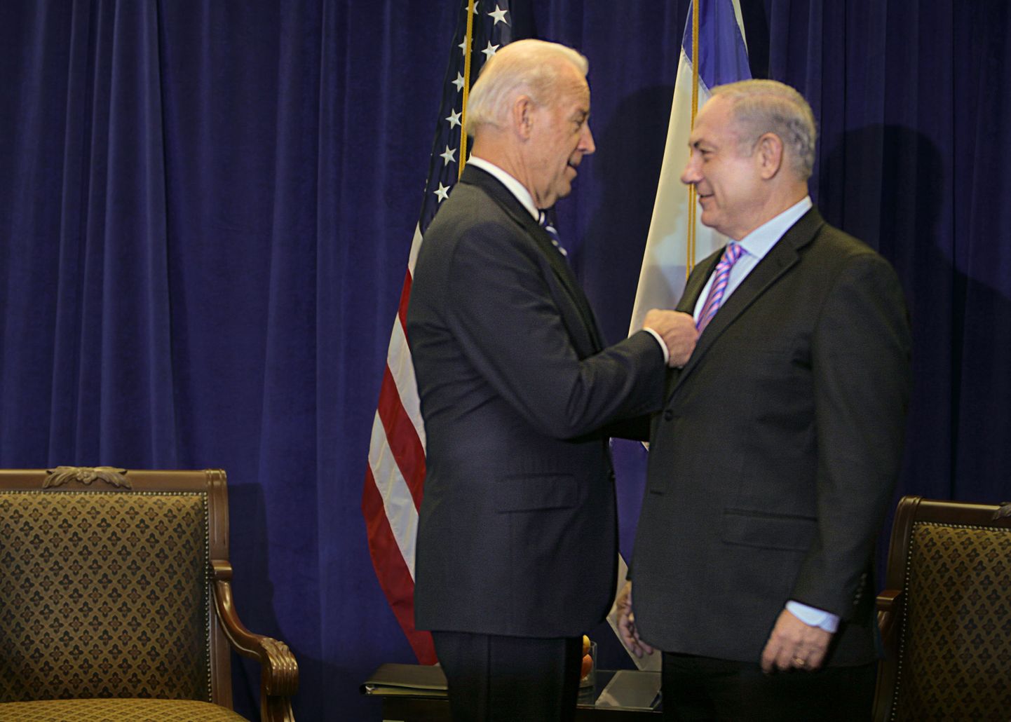Вице-президент Джо Байден и премьер Израиля Беньямин Нетаньяху.