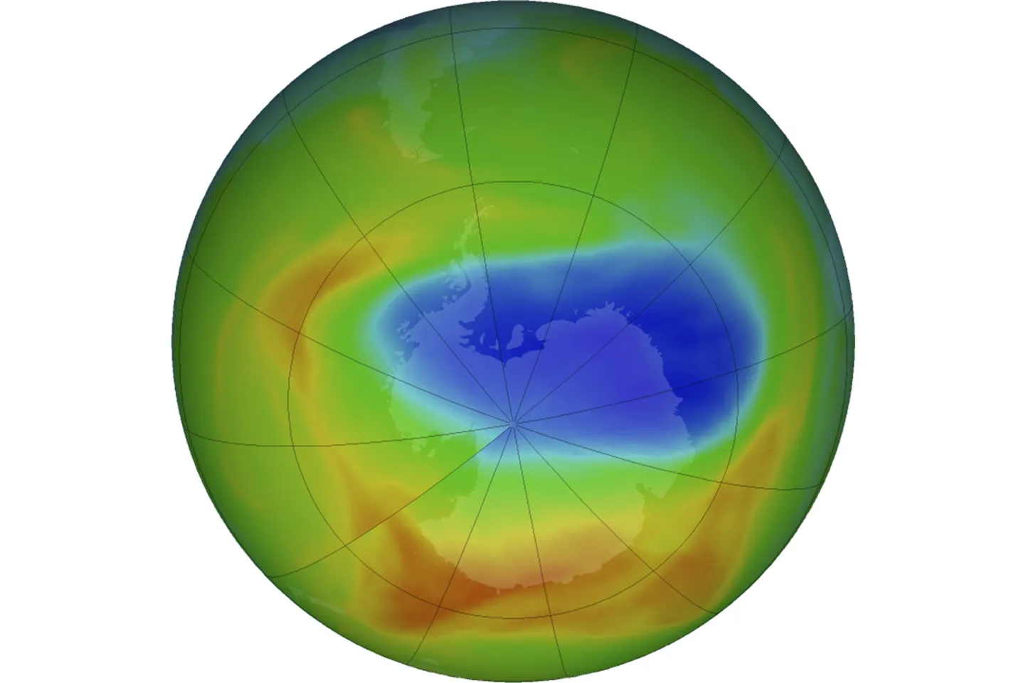 Caurums ozona slānī 2019. gada oktobrī.