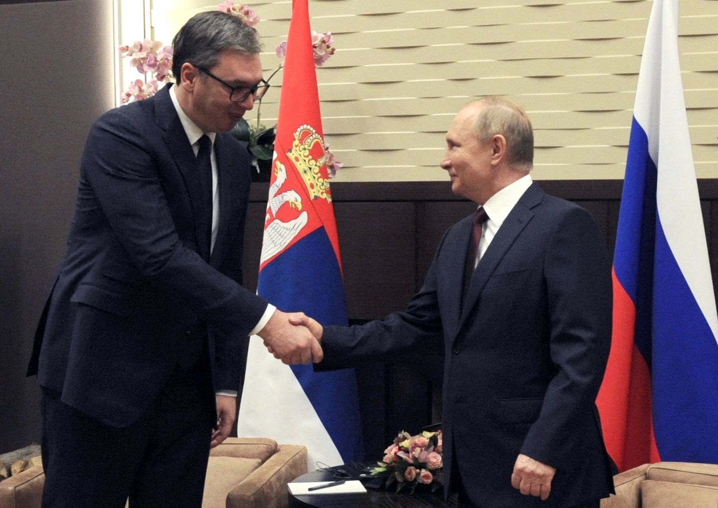 Александар Вучич и Владимир Путин в 2021 году.