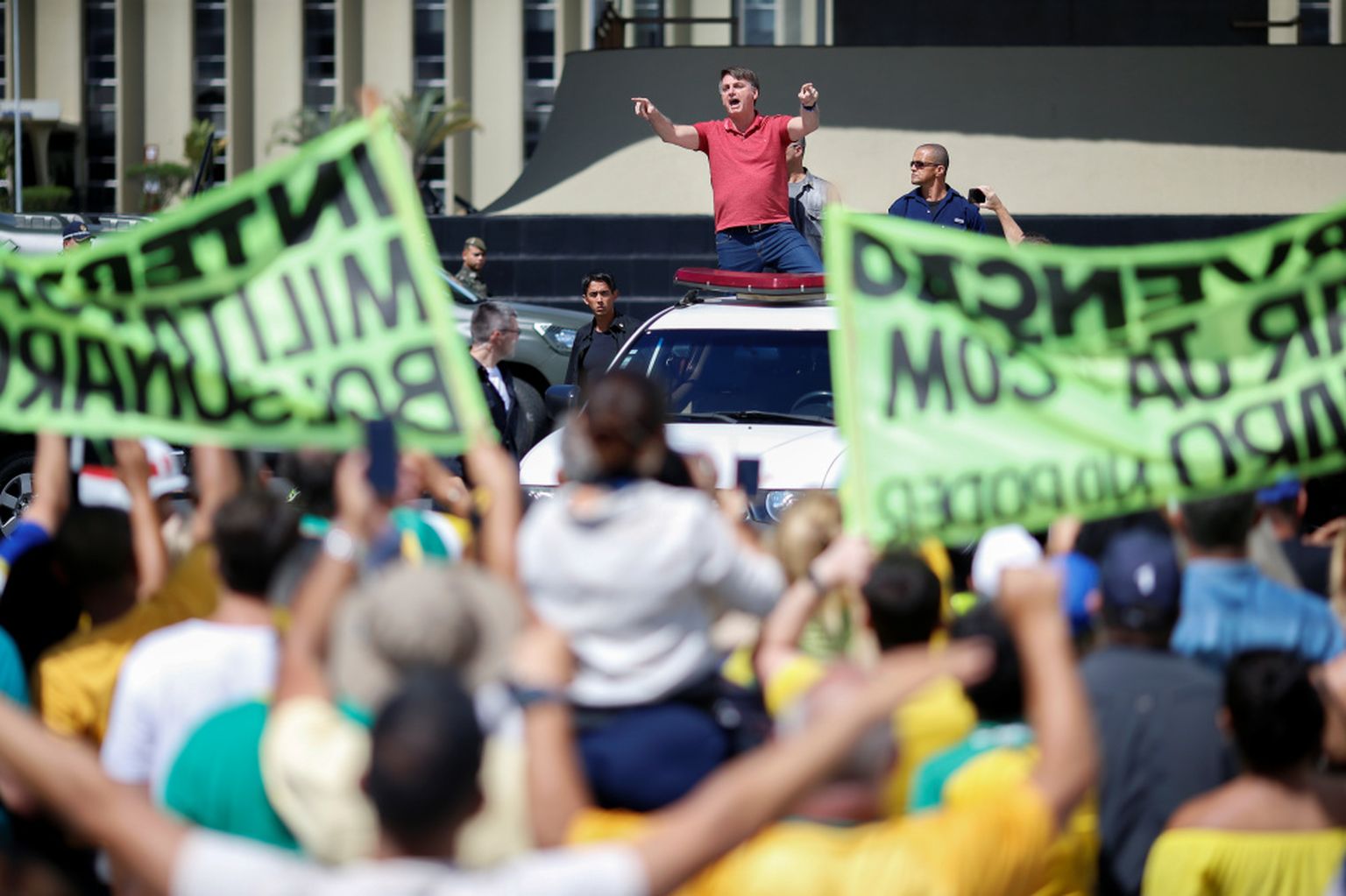 Žairs Bolsonaru demonstrācijā Braziljā. 19.aprīlis, 2020