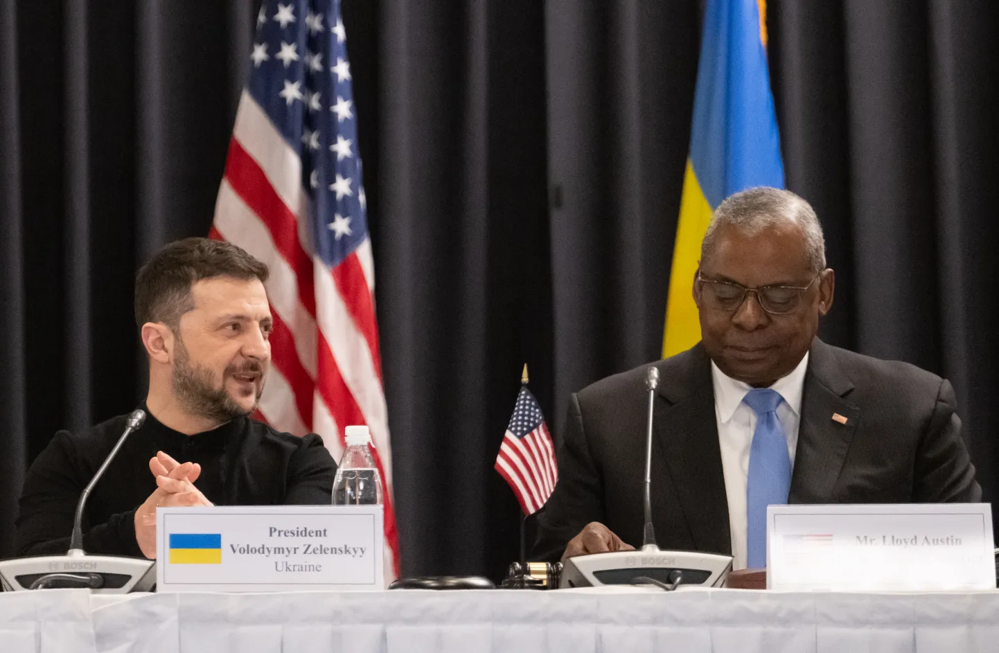 President Volodõmõr Zelenskõi ja USA kaitseminister Lloyd Austin Ramsteinis.