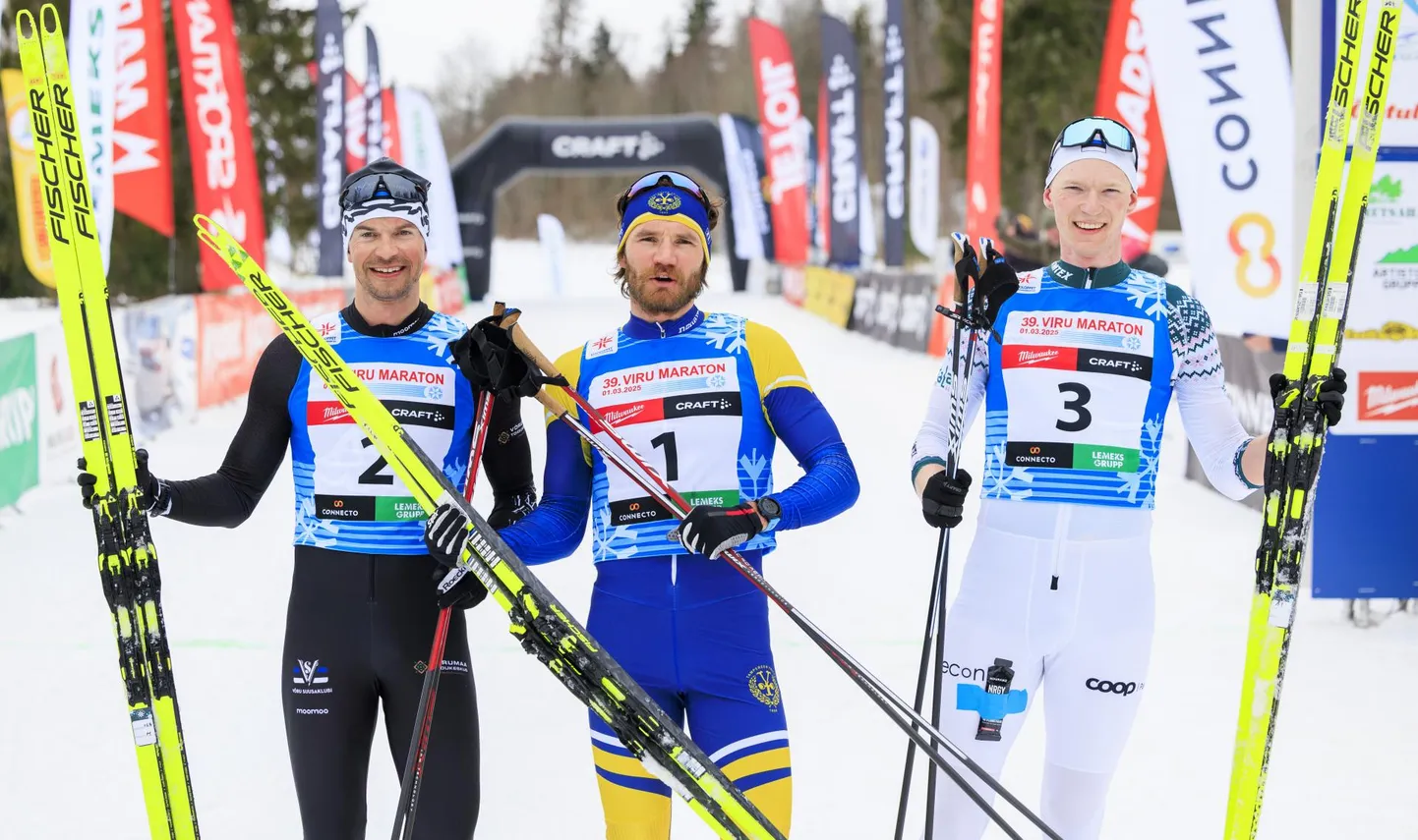 39. Viru maratoni meeste esikolmik: Marko Kilp (keskel), Raido Ränkel (vasakul) ja Albert Unn