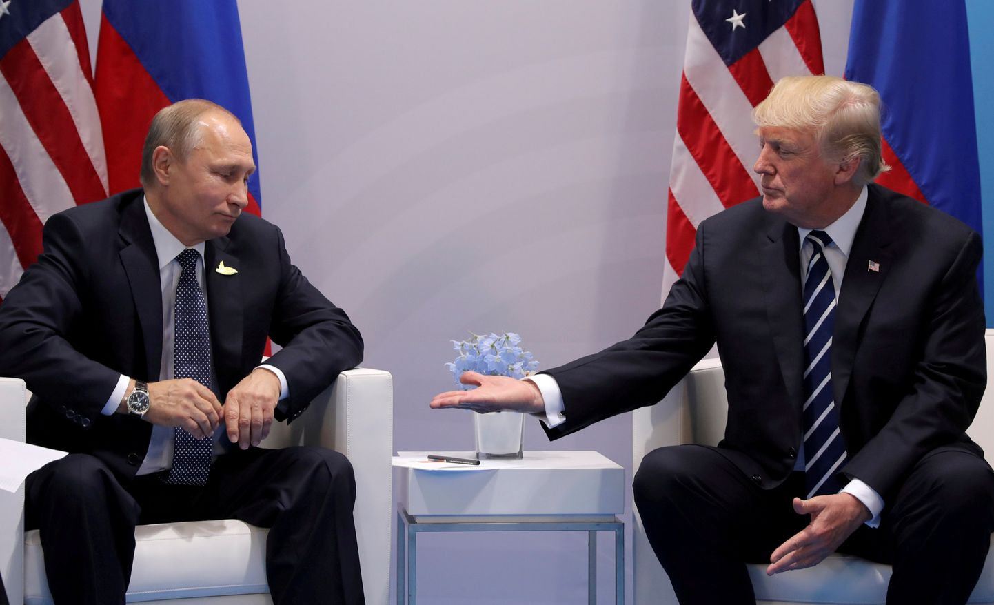 Vladimir Putin ja Donald Trump G20 kohtumisel Hamburgis.