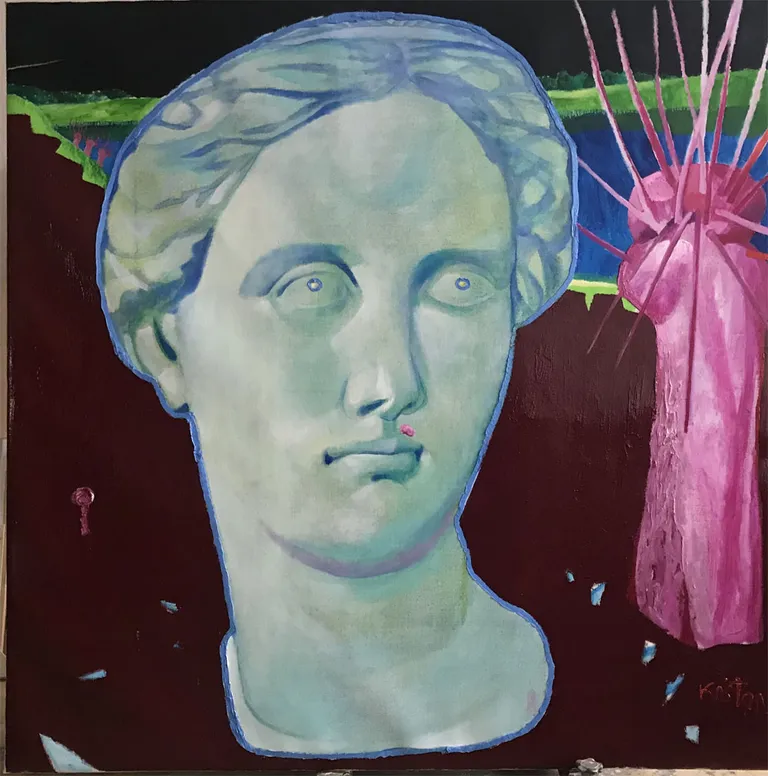 Kristaps Zariņš "Afrodīte ar herpi" 200 cm x 200 cm 2018