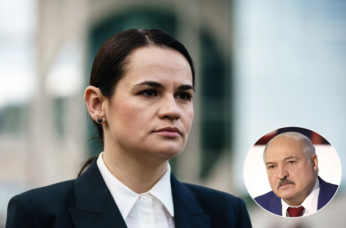 Baltkrievijas opozīcijas līdere Svetlana Tihanovska, Aleksandrs Lukašenko.