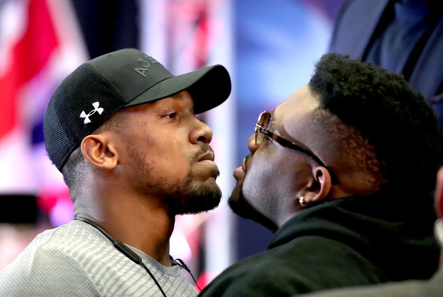 Anthony Joshua (vasakul) ja Jarrell Miller.