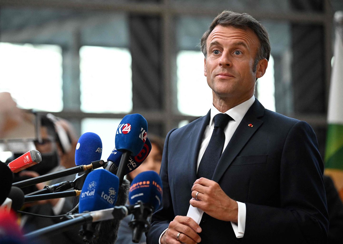 Prantsusmaa president Emmanuel Macron sel nädalal ajakirjanike ees