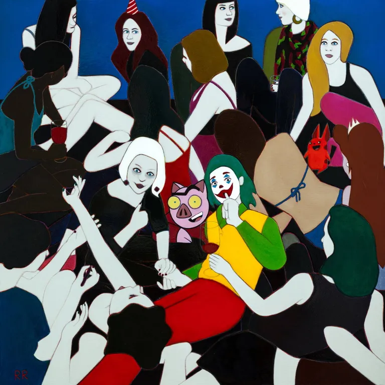 "Ballīte kopā". 2022. Eļļa, laka, audekls. 80x80 cm