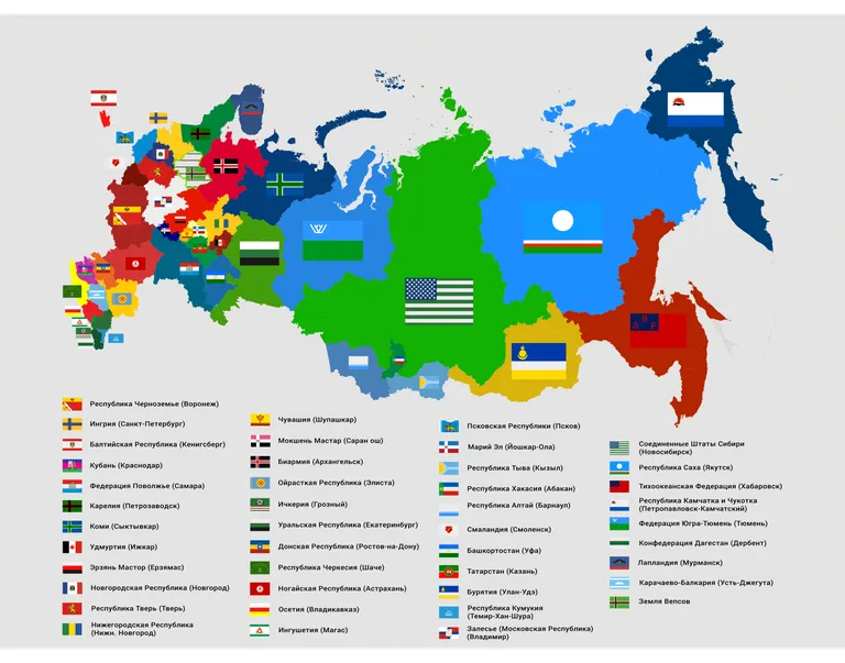 Карта свободных государств постРоссии в представлении участников форума. 