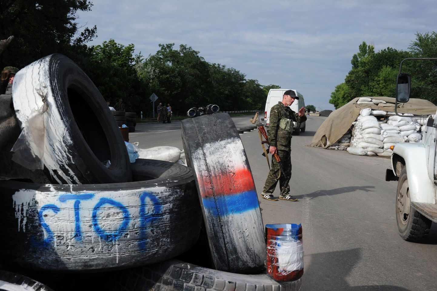 Venemeelsete kontrollpunkt Luhanski ja Donetski vahel.
