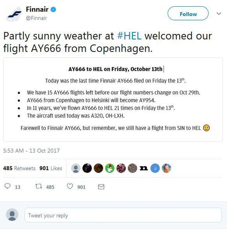 Finnair teavitas oma otsusest Twitteris.