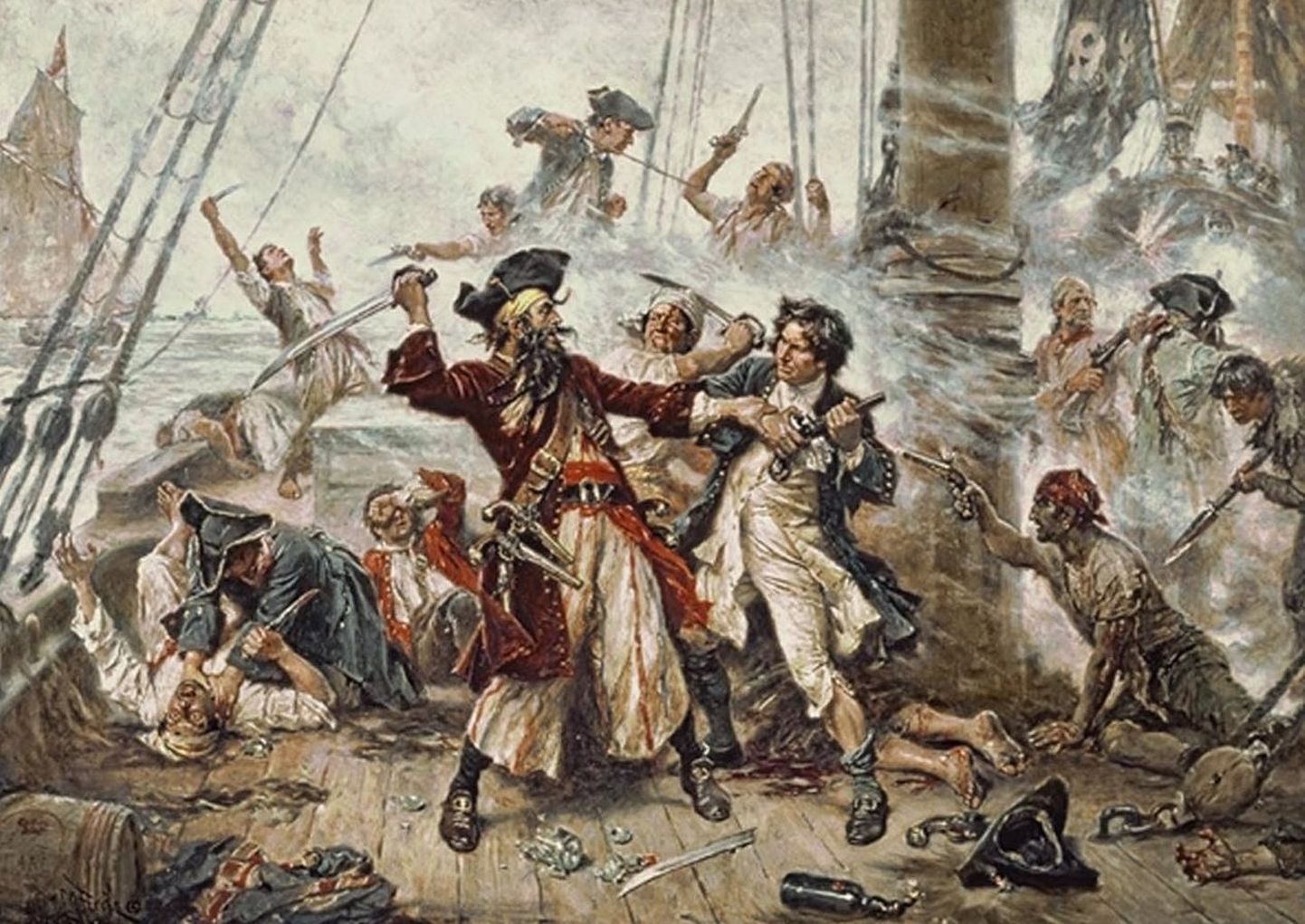 19. sajandi maal, mille on kujutatud piraat Musthabeme tabamist