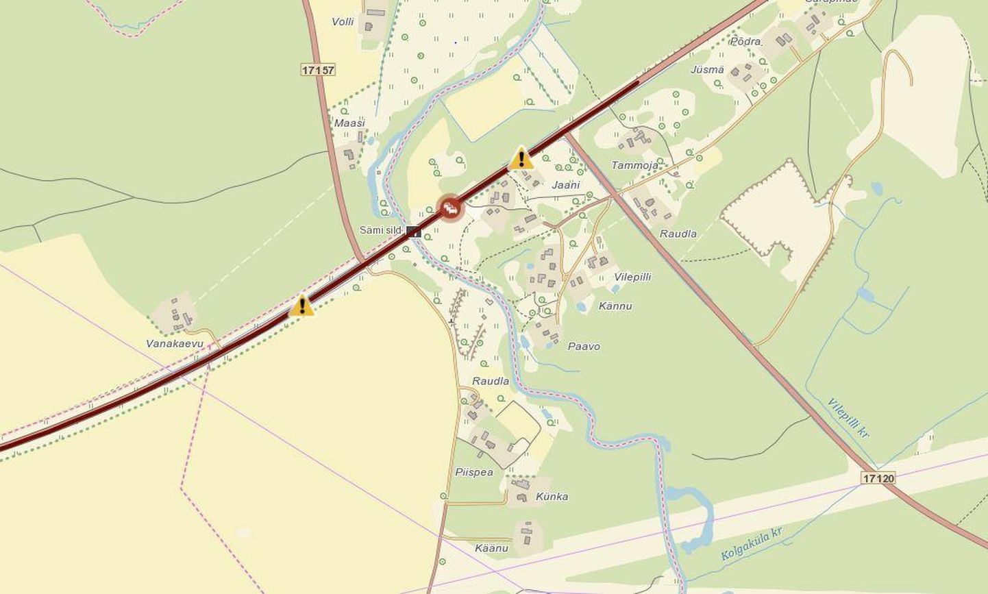 Liikluspiirang Tallinna–Narva maantee 109. kilomeetril.