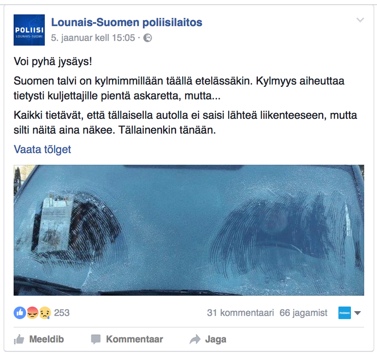 Lõuna-Soome politsei tähelepanek