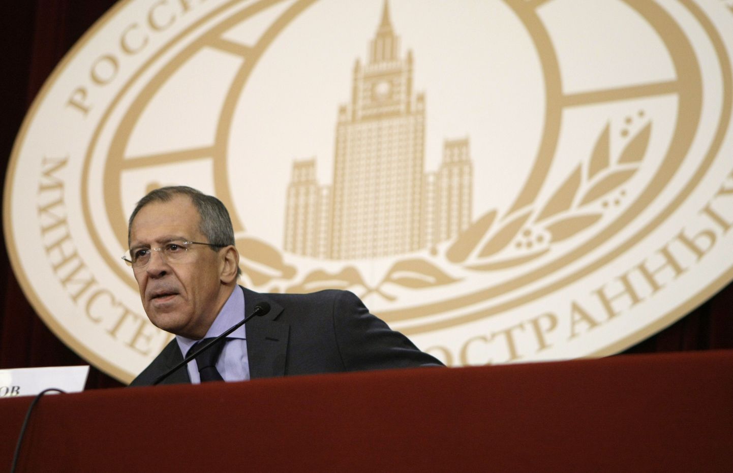 Välisminister Sergei Lavrov tänasel pressikonverentsil Moskvas