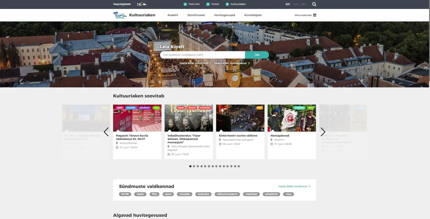 Tartu linna kultuuriportaal Kultuuriaken.
