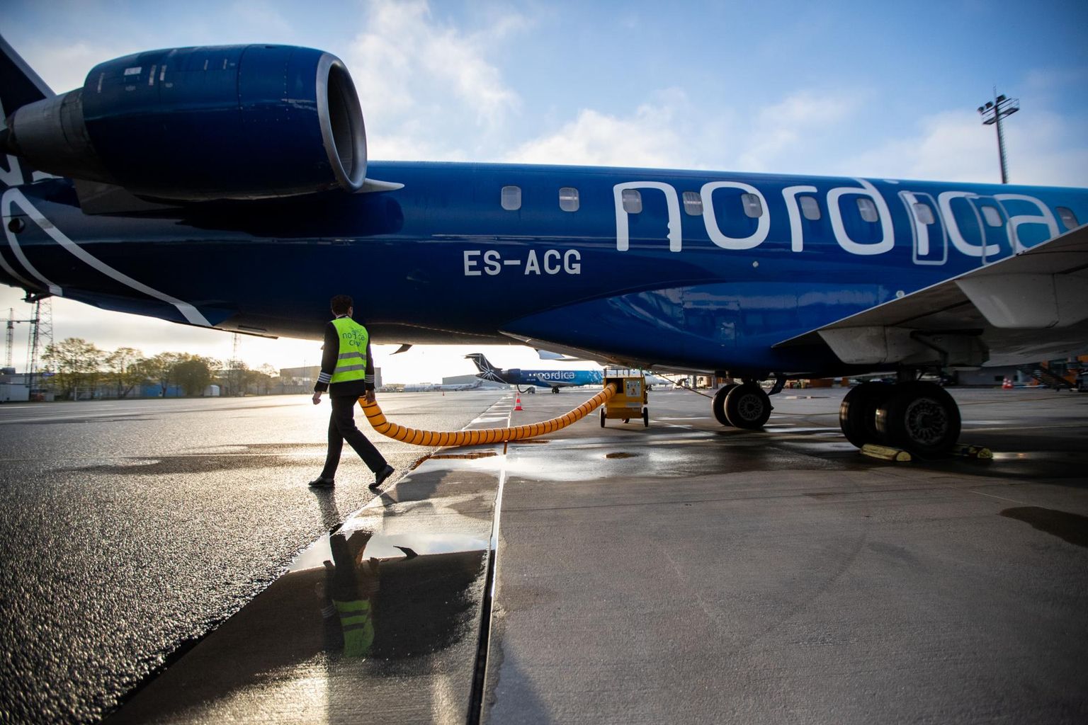 Nordica lennu ettevalmistused Tallinna lennujaamas.