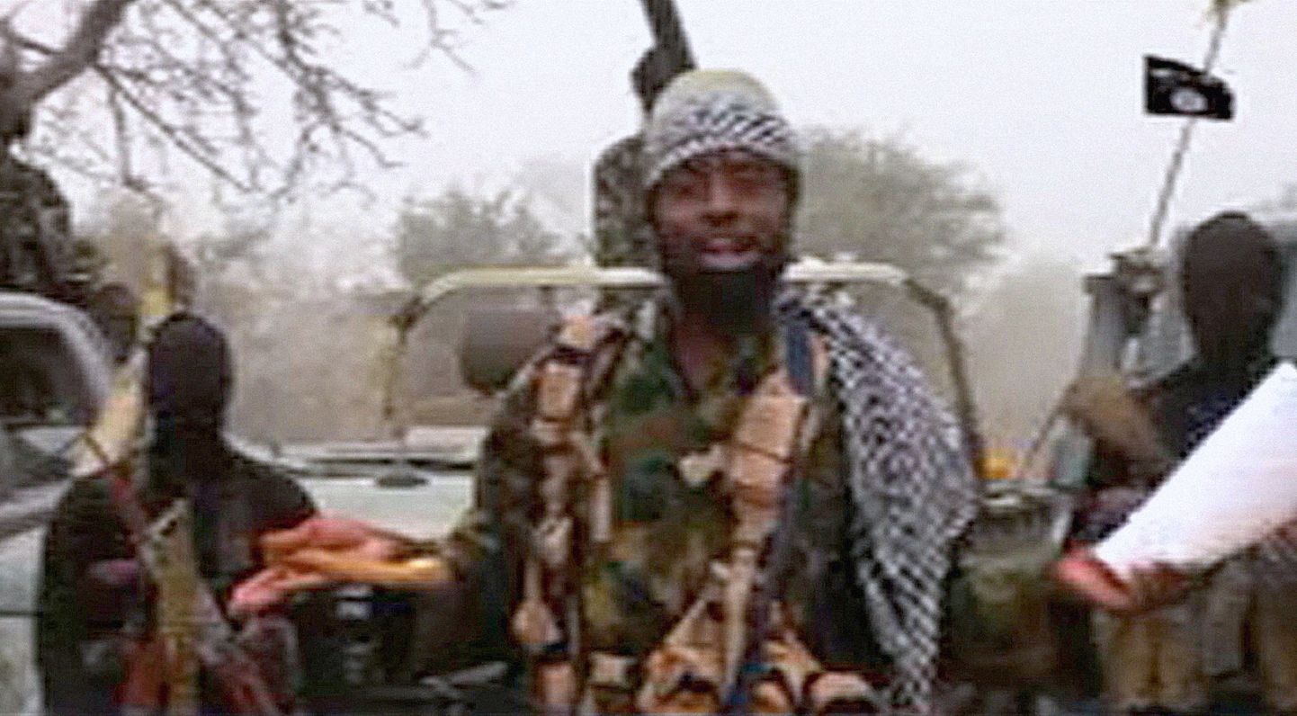 Boko Harami juht Abubakar Shekau videosalvestises sõnumit saatmas.