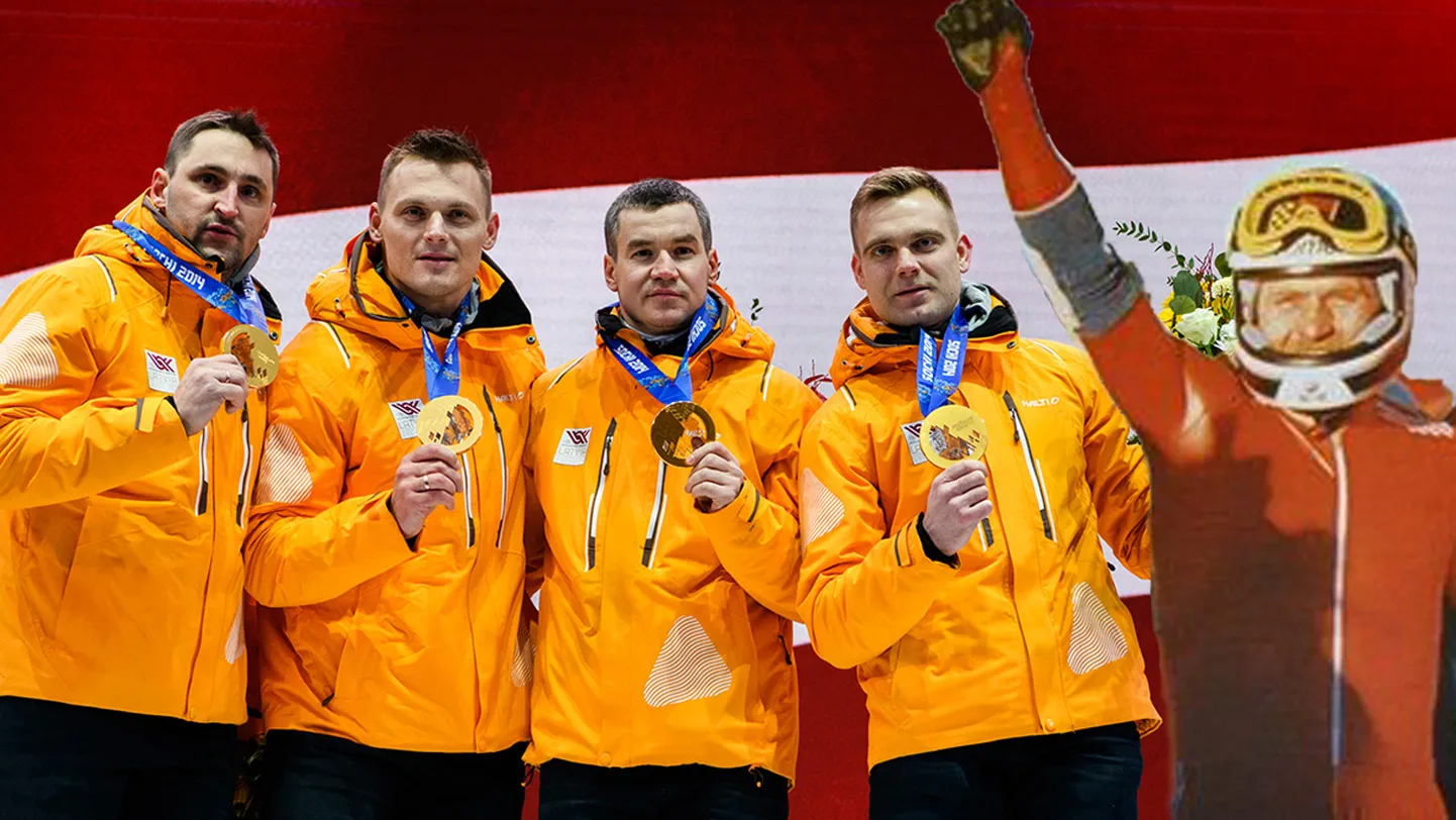 Oskars Melbārdis (no kreisās), Daumants Dreiškens, Arvis Vilkaste, Jānis Strenga un Jāņa Ķipura portrets.
