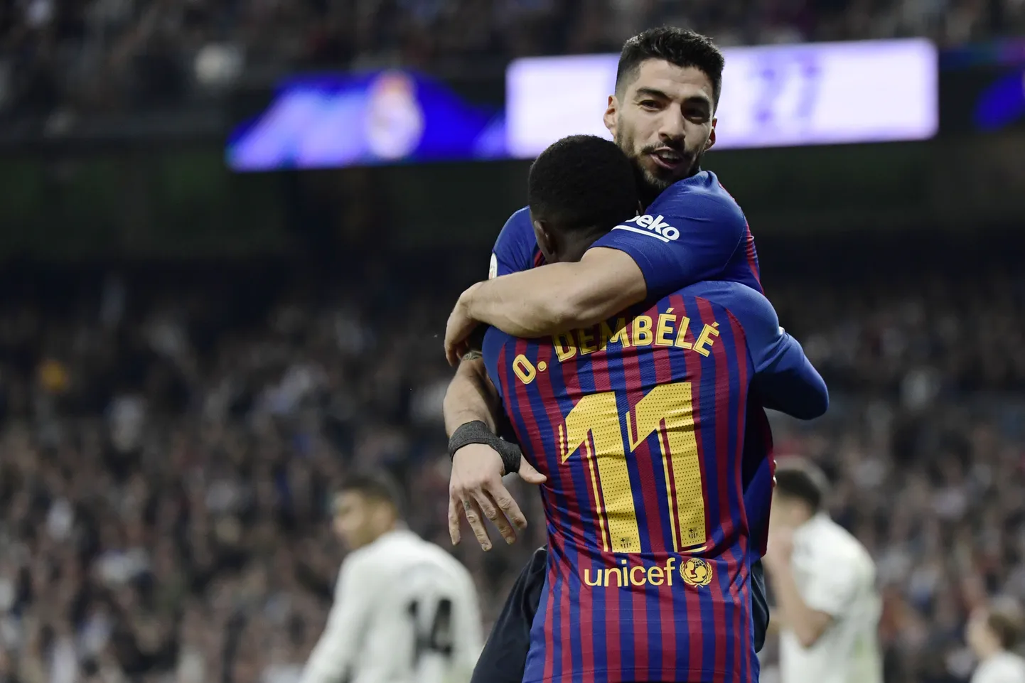 Luis Suarez ja Ousmane Dembele.