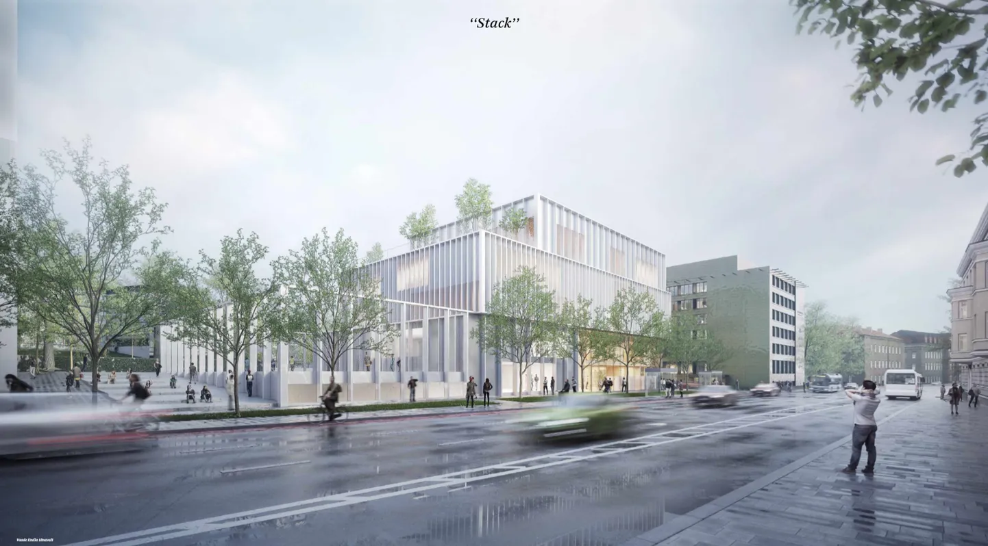 Tõnismäe riigigümnaasiumi õppehoone rahvusvahelise arhitektuurivõistluse võitnud Arhitekt11/Lunden Architecture ideekavand «Stack».