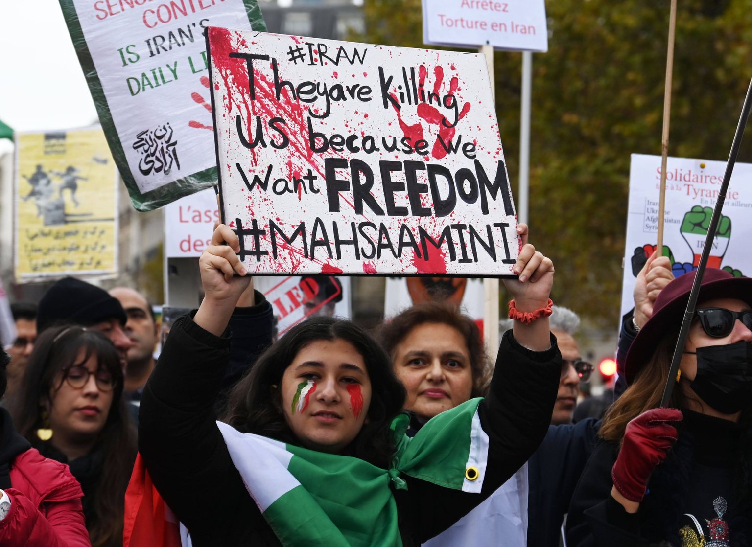 Pariisis toimunud Iraani protestide toetusmeeleavaldus.