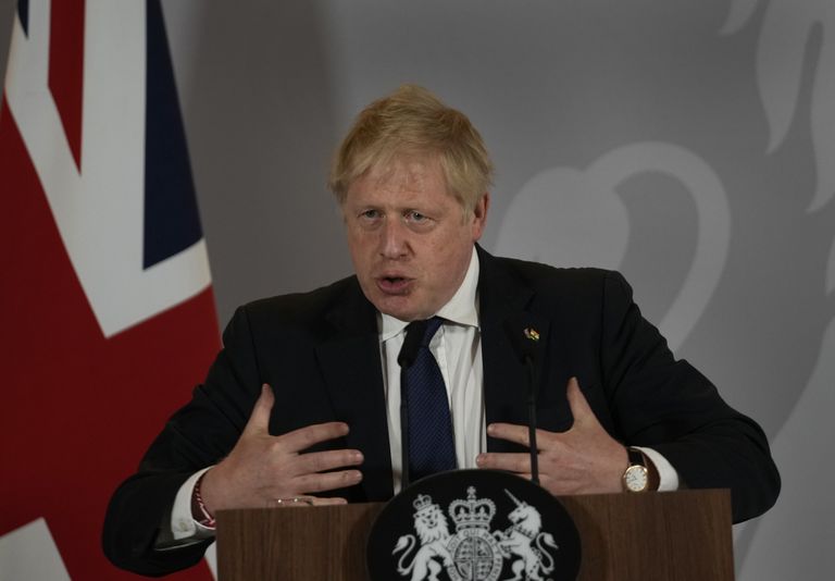 Briti peaminister Boris Johnson esinemas Indias New Delhis 22. aprillil 2022 pressikonverentsil