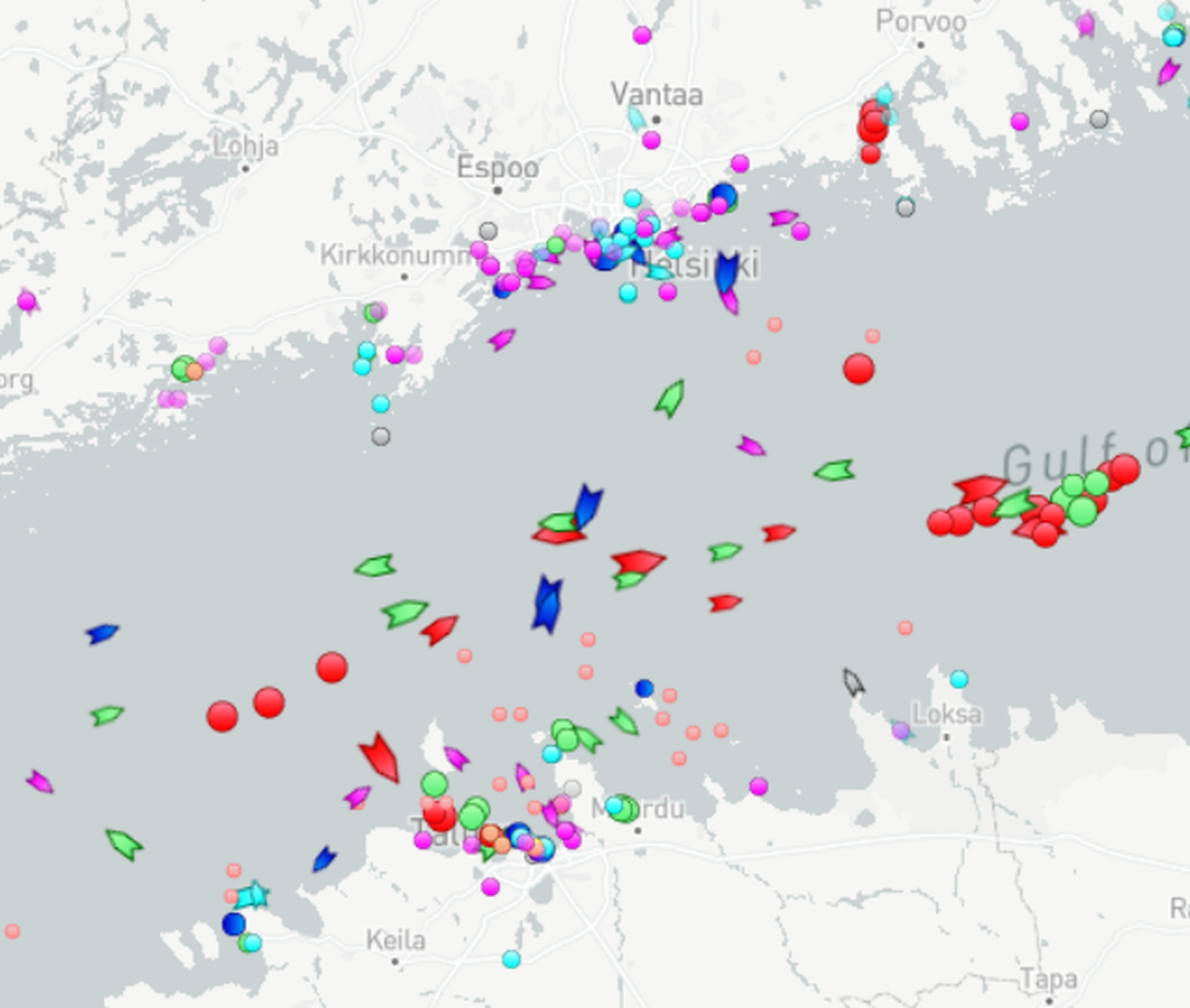 Laevaliiklus Soome lahel täna umbes kell 11.30.