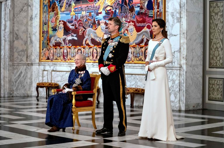 Taani kuninganna Margrethe II, kroonprimnts Frederik and kroonprintsess Mary 2. jaanuaril 2020 Christiansborgi lossis diplomaatilise korpuse uue aasta vastuvõtul