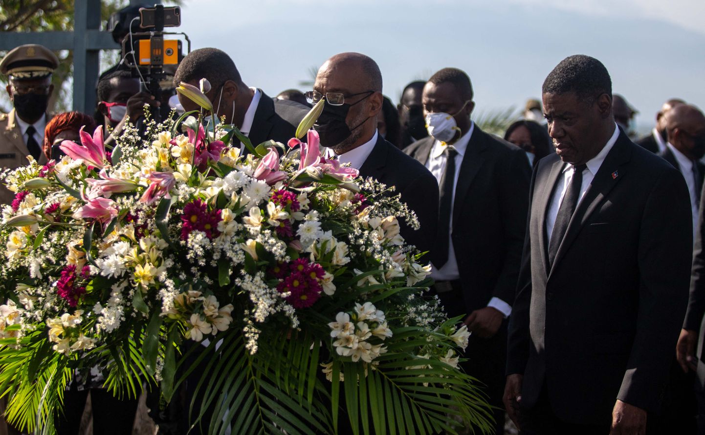 Haiti peaminister Ariel Henry paar nädalat tagasi korraldatud maavärinaohvrite mälestamisel.