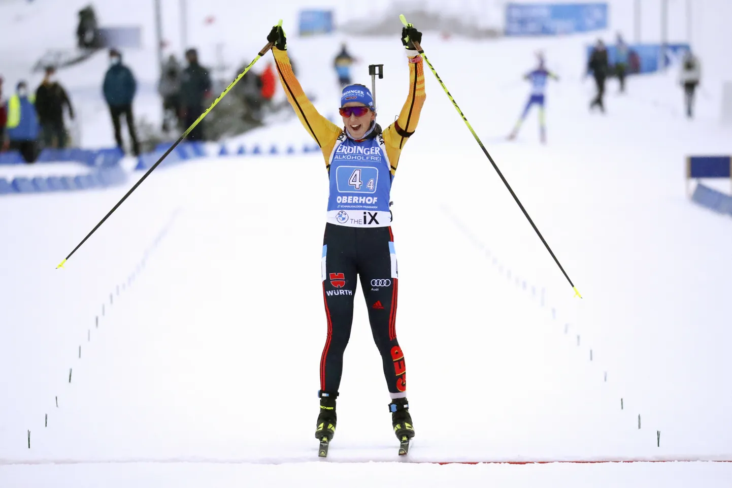Franziska Preuss tõi täna sakslannad võidukalt finišisse.