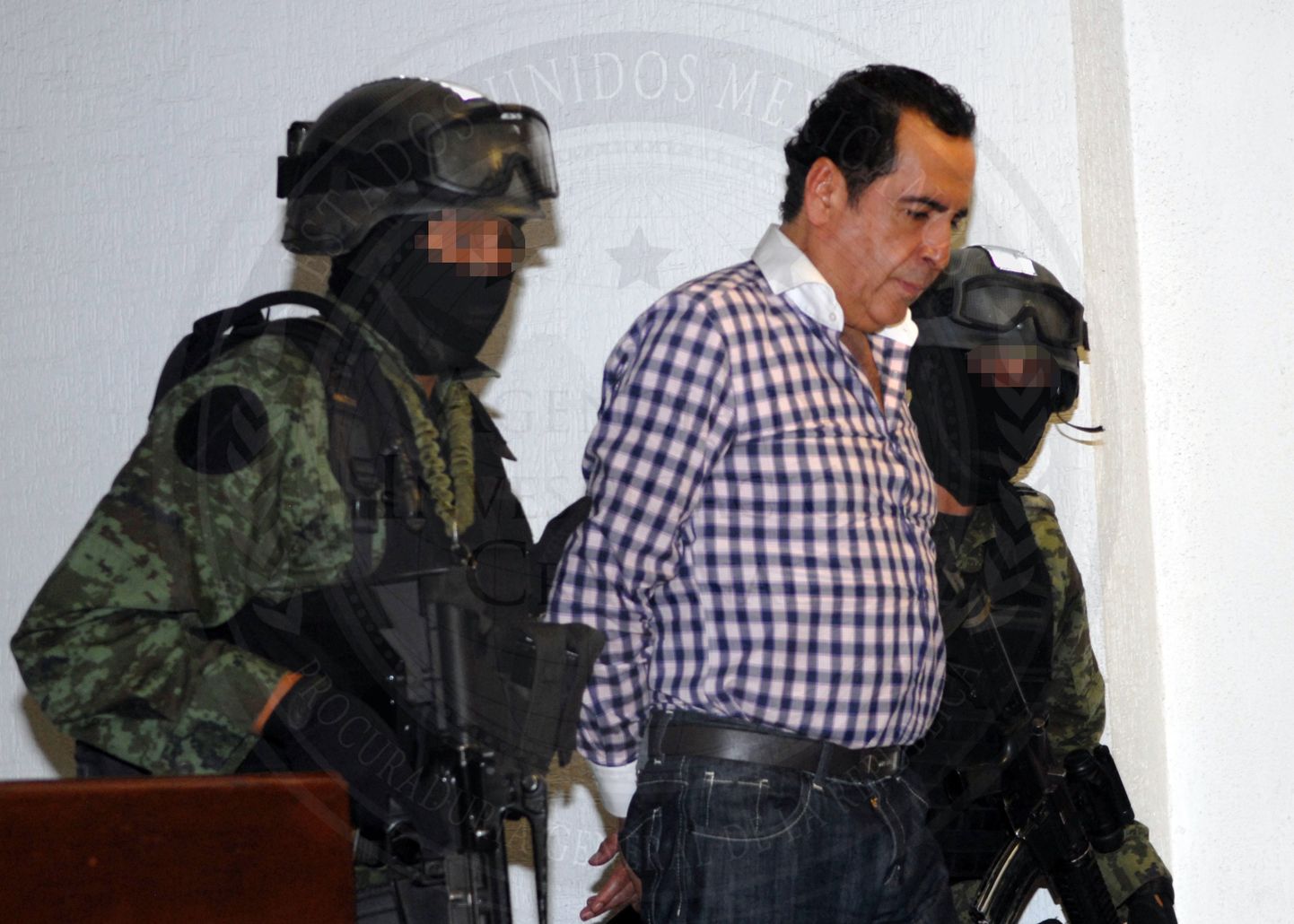 Narkoparun Héctor Beltrán Leyva 2014. aasta oktoobris pärast vahistamist.