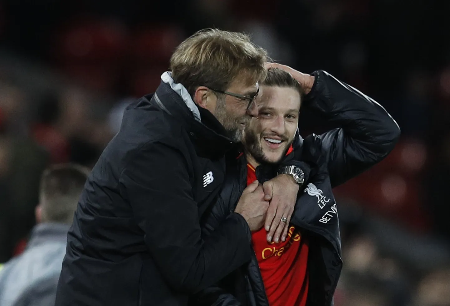 Jürgen Klopp (vasakul) ja Adam Lallana.
