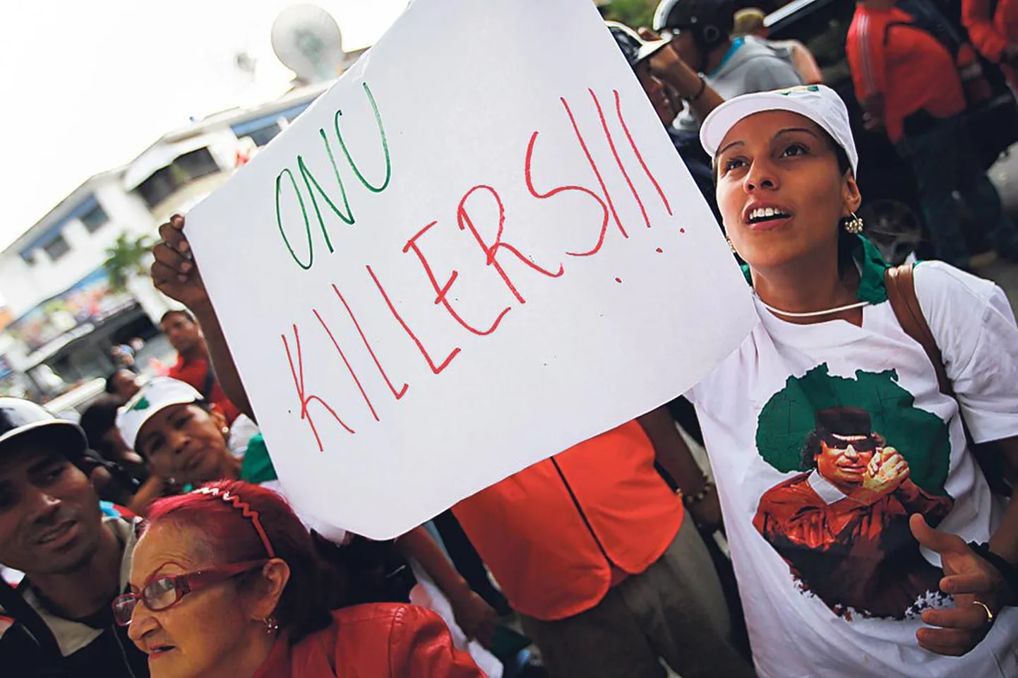 USA-vastastel demonstratsioonidel Caracases väljendati solidaarsust Liibüa ja Muammar al-Gaddafiga.